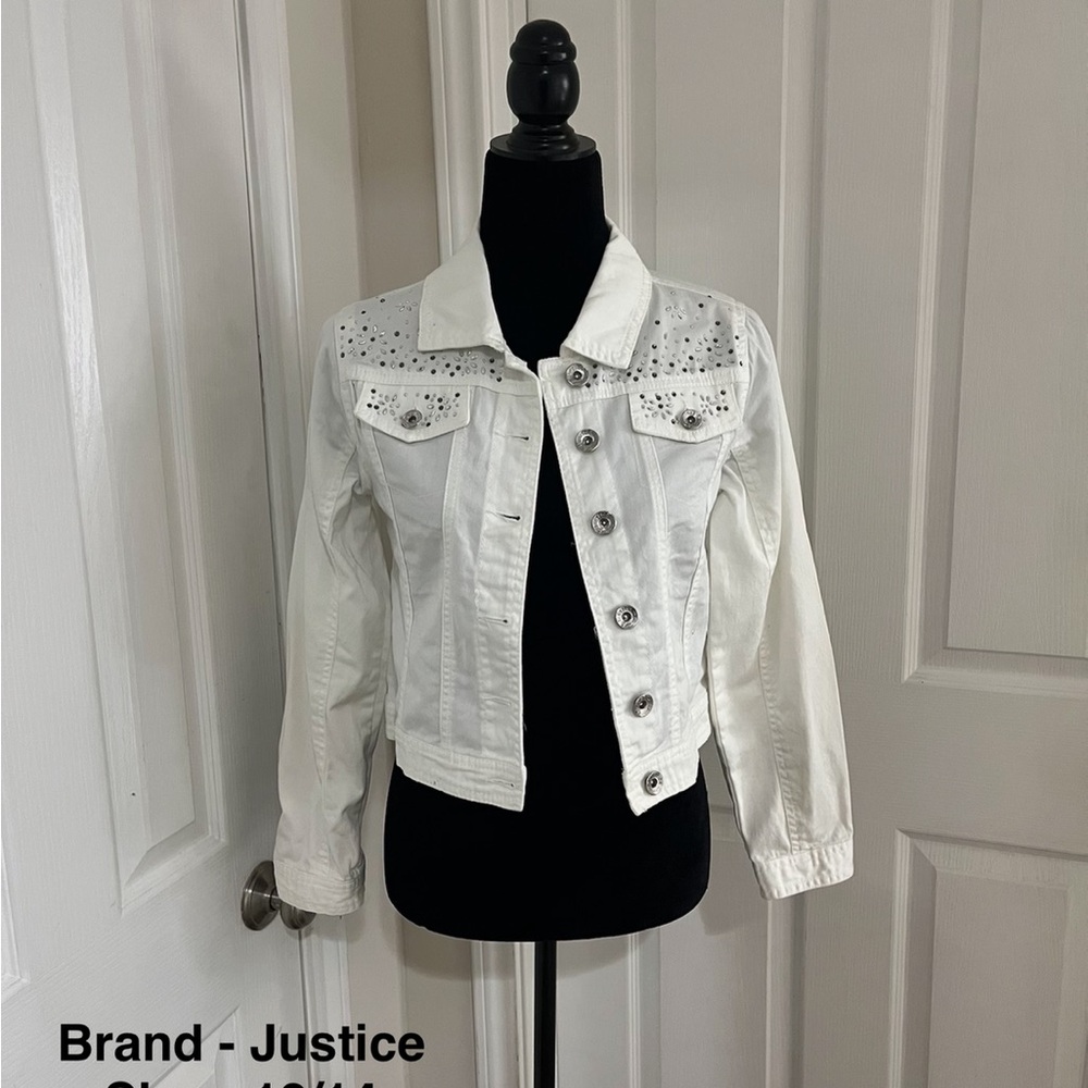Justice White Studded Jean Jacket